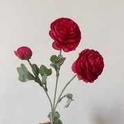 FSARCAN 3-Bloom Flocked Ranunculus — Bright Red