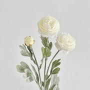 FSARCAN 3-Bloom Flocked Ranunculus — White Green