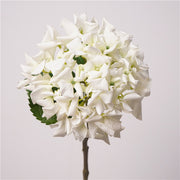Blanco — Hortensia artificial de pétalos rizados — 63 cm