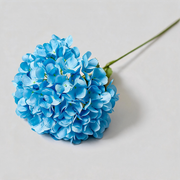 Azul vivo — Hortensia artificial de tela con hojas — 61 cm