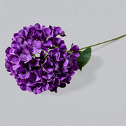 Violeta oscuro — Hortensia artificial de tela con hojas — 61 cm