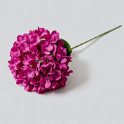 Magenta — Hortensia artificial de tela con hojas — 61 cm