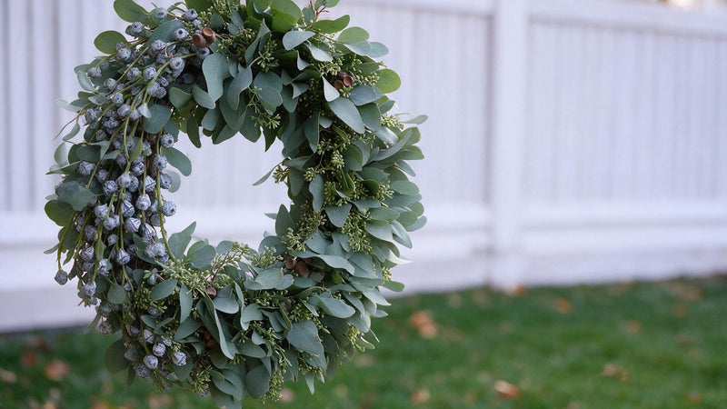 Artificial eucalyptus garland wreath with matte green leaves