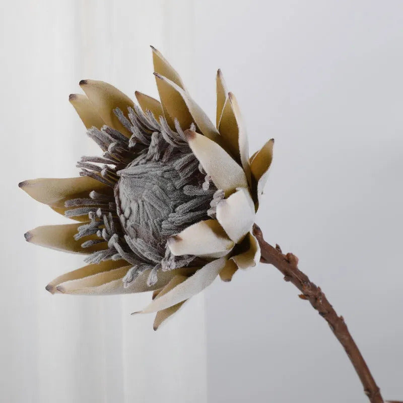 Autumn King Protea Artificial Flower | Large 16cm Bloom Realistic Silk Decor