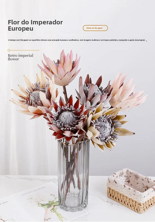 Autumn King Protea Artificial Flower | Large 16cm Bloom Realistic Silk Decor