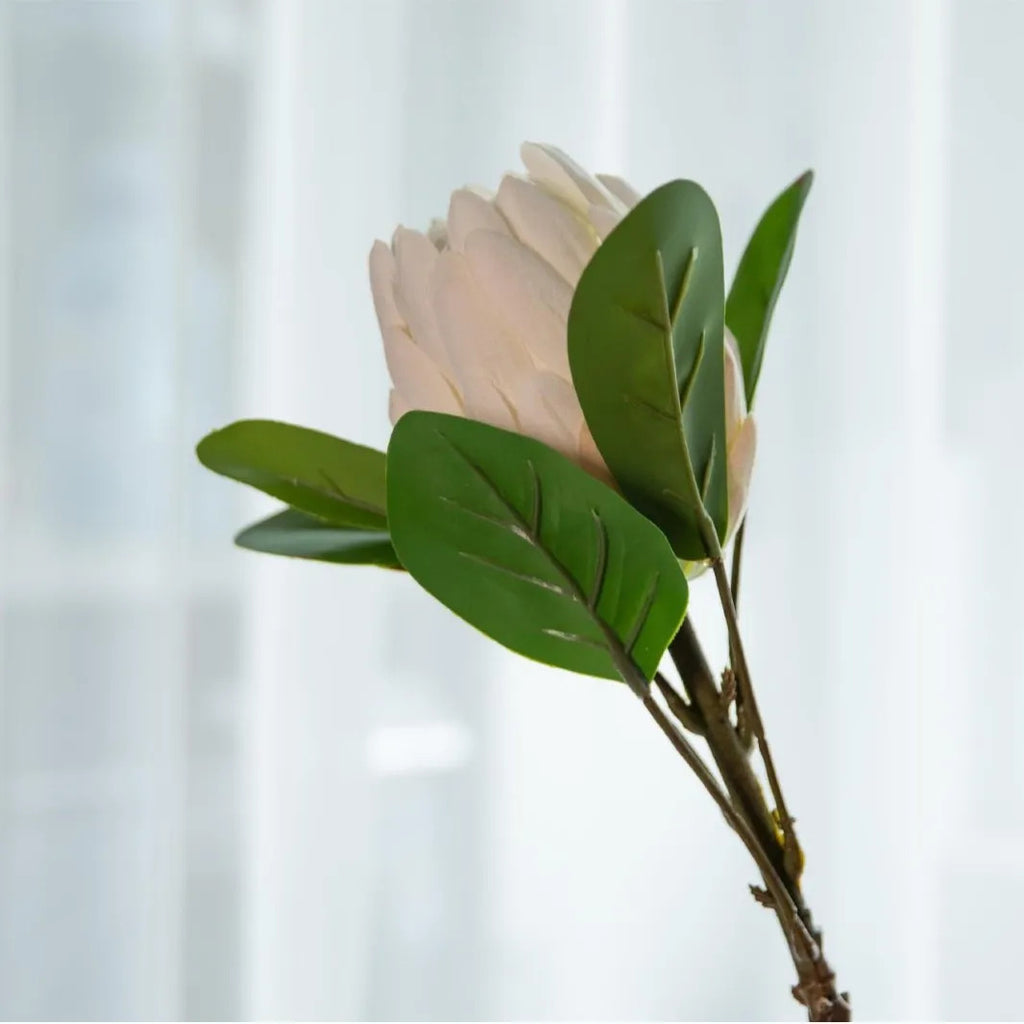 Flocked Protea Artificial Flower Stem | Premium EVA Realistic Home Decor