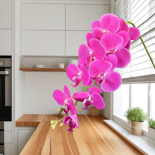 9 Heads Film Phalaenopsis 3D Printed Realistic Touch Soft Plastic Orchid