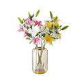 MW40001 Artificial Lily Stem with 3 Flowers and 3 Buds Decorative Floral