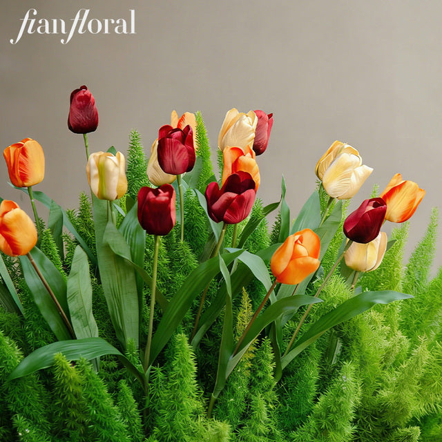 Wholesale Artificial Tulip Flower Single Short Stem Silk Flowers Office