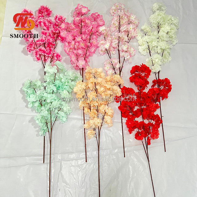 SMOOTH High Quality Long Stem Artificial Pink Silk Cherry Blossom Branch