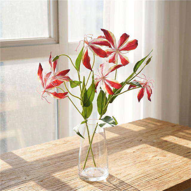 Silk Artificial Flowers Calathea Flame Lily Single-stem Home Decor