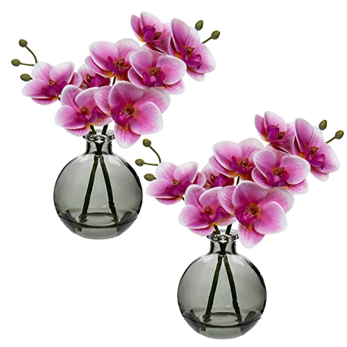 Real Touch Silk Pink Phalaenopsis Artificial Orchid Flowers 8 Heads