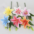 3 Tips Artificial Lily Flower Silk Decorative Bloom for Wedding Home