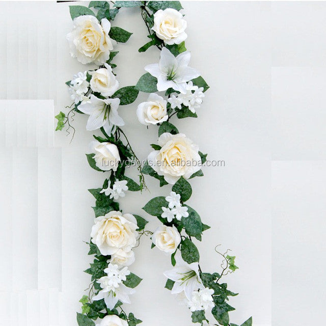 Luxury Artificial Rose Lily Decorative Vines Plastic Flower Vine Wholesale