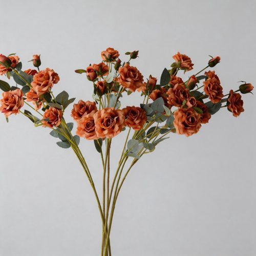 FSARCAN 6-Bloom Pointed-Petal Rose Stem — Orange