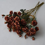FSARCAN 6-Bloom Pointed-Petal Rose Stem — Dark Coffee