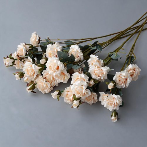 FSARCAN 6-Bloom Pointed-Petal Rose Stem — Champagne