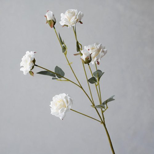FSARCAN 6-Bloom Pointed-Petal Rose Stem — White