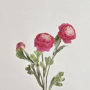 FSARCAN 3-Bloom Flocked Ranunculus — Rose Red