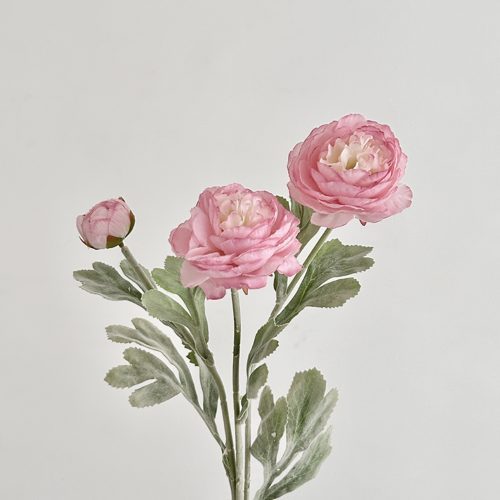 FSARCAN 3-Bloom Flocked Ranunculus — Pink Purple