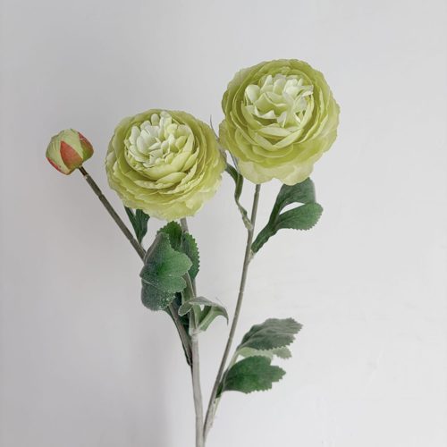FSARCAN 3-Bloom Flocked Ranunculus — Green
