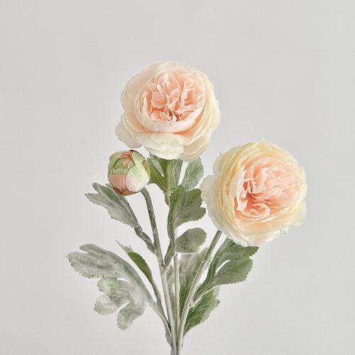 FSARCAN 3-Bloom Flocked Ranunculus — Champagne