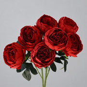 FSARCAN 7-Bloom Cupped Peony — Red