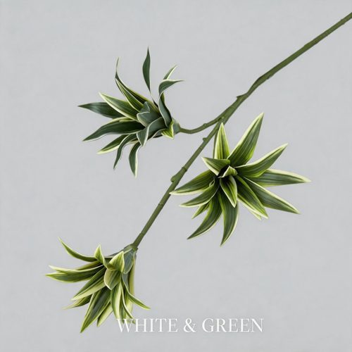 FSARCAN 3-Branch Dracaena Foliage — White Green