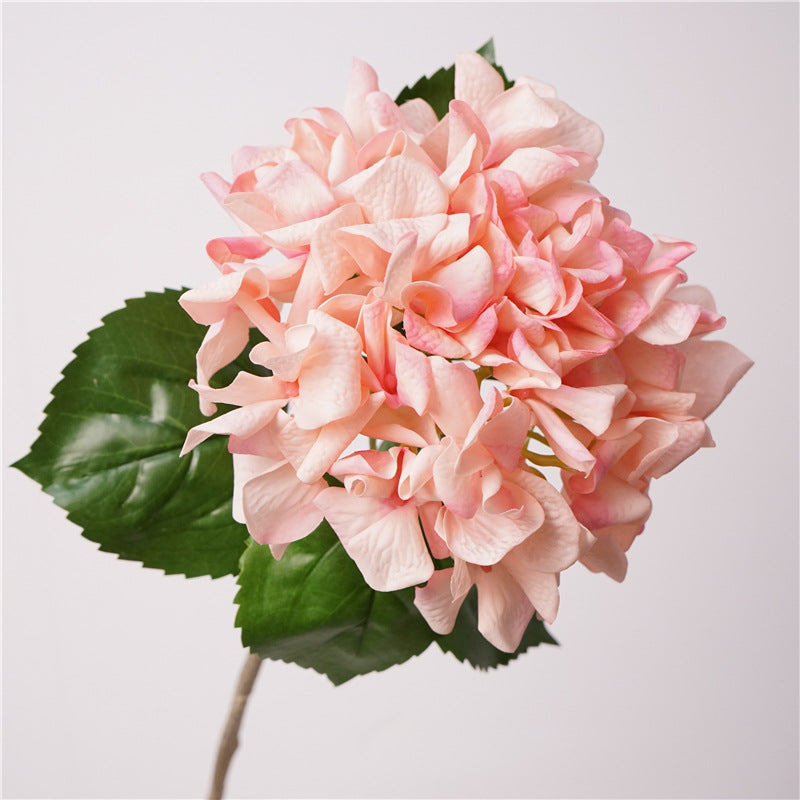 Rosa claro — Hortensia artificial de pétalos rizados — 63 cm